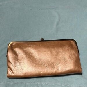 Elegant Gold Leather Clutch
